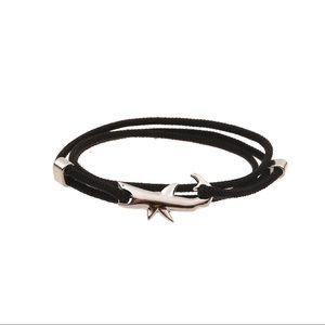 2 pcs Unisex Handmade Milan nylon cord adjustable Shark bracelet black